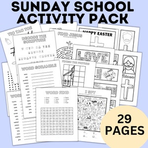 Sunday School Activity Fun Pack | Sunday School Craft | Church Activities | Church Printables | Sunday School Activity Page | Printable