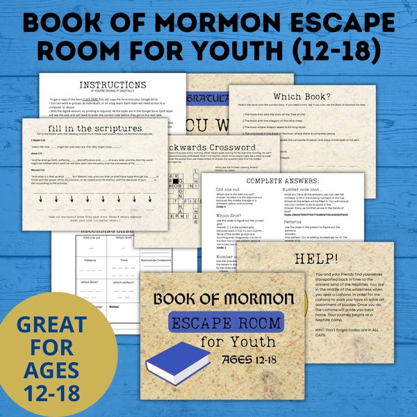 Book of Mormon Escape Room for Youth | Book of Mormon Games | Kids Escape Room | Youth Escape Room | Book of Mormon Activities | Digital