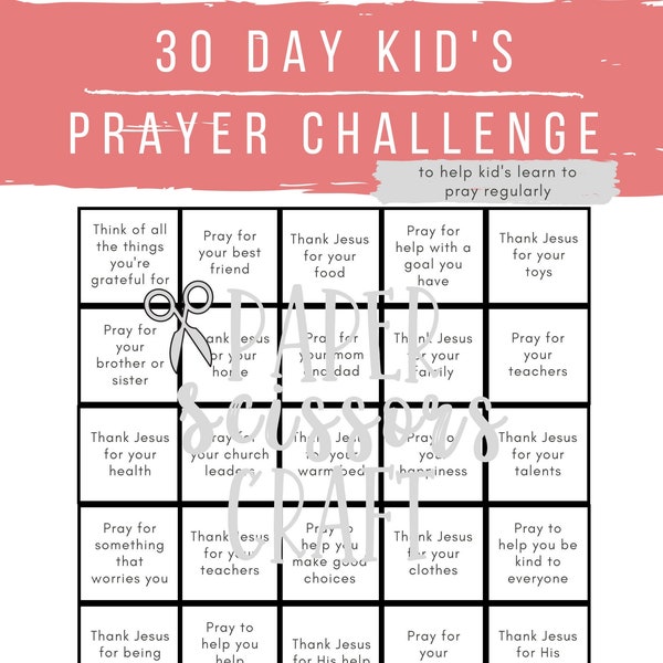 Prayer Chart for Kids | Kid Prayer Challenge for 30 Days | Monthly Prayer Chart | Prayer Kids | Prayer Jars