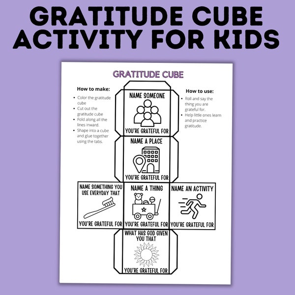 Gratitude Cube | Gratitude Game for Kids | Teach Kids Gratitude | Kids Games | Craft for Kids | Gratitude Craft | Kids Activity