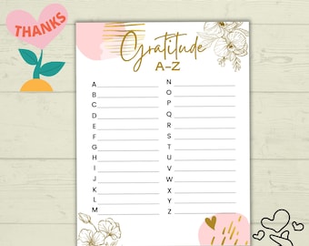 Gratitude A-Z | Gratitude Alphabet Game | Gratitude Game | Thankful Game | Grateful Game | Kids Game | Family Game | Thanksgiving Game