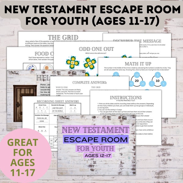 Bibel Escape Room | Neues Testament Escape Room für Jugendliche | Jugendspiele | Kinderzimmer entkommen | Digitaler Escape Raum | Sonntagsschulspiel