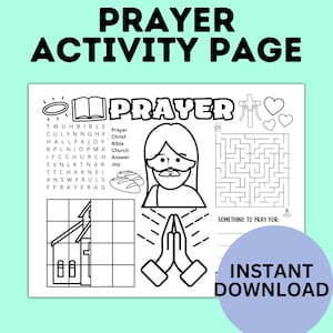 Prayer Activity Page for Kids | Sunday School Activity Page | Teach kids to Pray | Prayer Activities | Prayer Craft | Kids Crafts | Digital