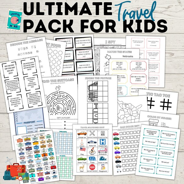 Ultimate Travel Bundle for Kids and Family | Travel Games | Travel Activities | Travel Printables | Family Travel | Kids Games | Travel