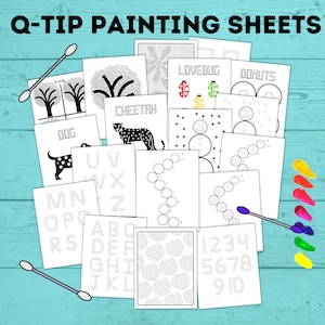 Qtip Painting | Qtip Printable | Painting with Kids Craft | Preschool Craft | Fine Motor Skills | Homeschool | Preschool Activity