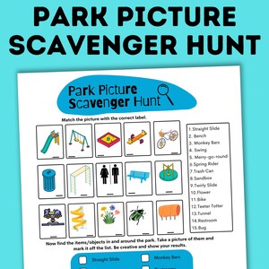 Park Picture Scavenger Hunt for Kids: Outdoor Activity (PDF Download)