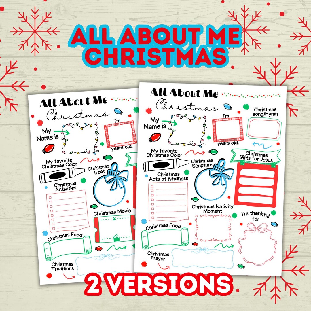 All About Me Questionnaire Survey Christmas, Kids Holiday Activity ...