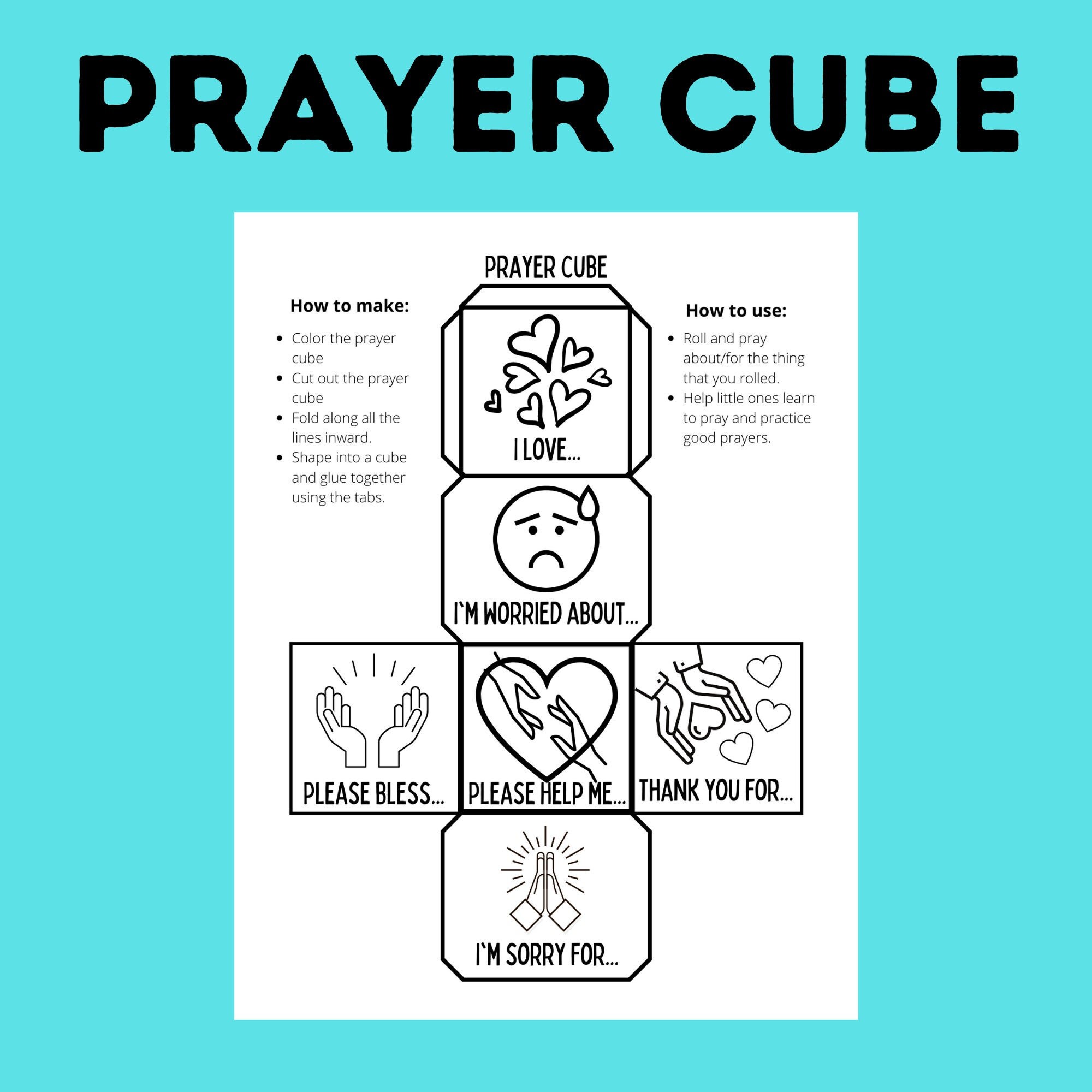 Church Crafts Prayer Craft Prayer Cube For Kids Prayer Etsy UK
