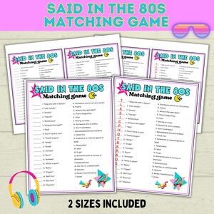 80s Games | 80s Party Games | Retro Games | 80s Birthday Party Game | 80s | Games | 80s Trivia | Printable Games | Vintage Games