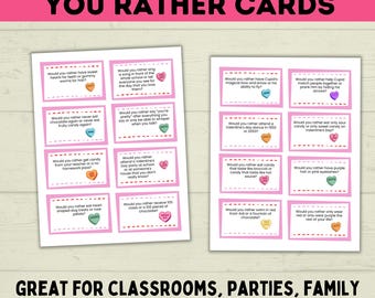 ¿Qué prefieres para San Valentín? para niños, juego de fiesta en el aula, trivia para niños, juego para conocerse, preguntas para niños, juego de San Valentín.