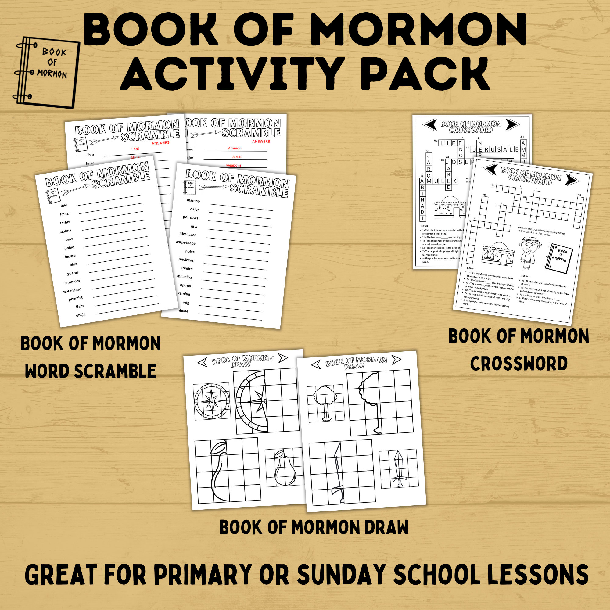 Book of Mormon Activity Pack for Kids Book of Mormon Crafts Book of ...