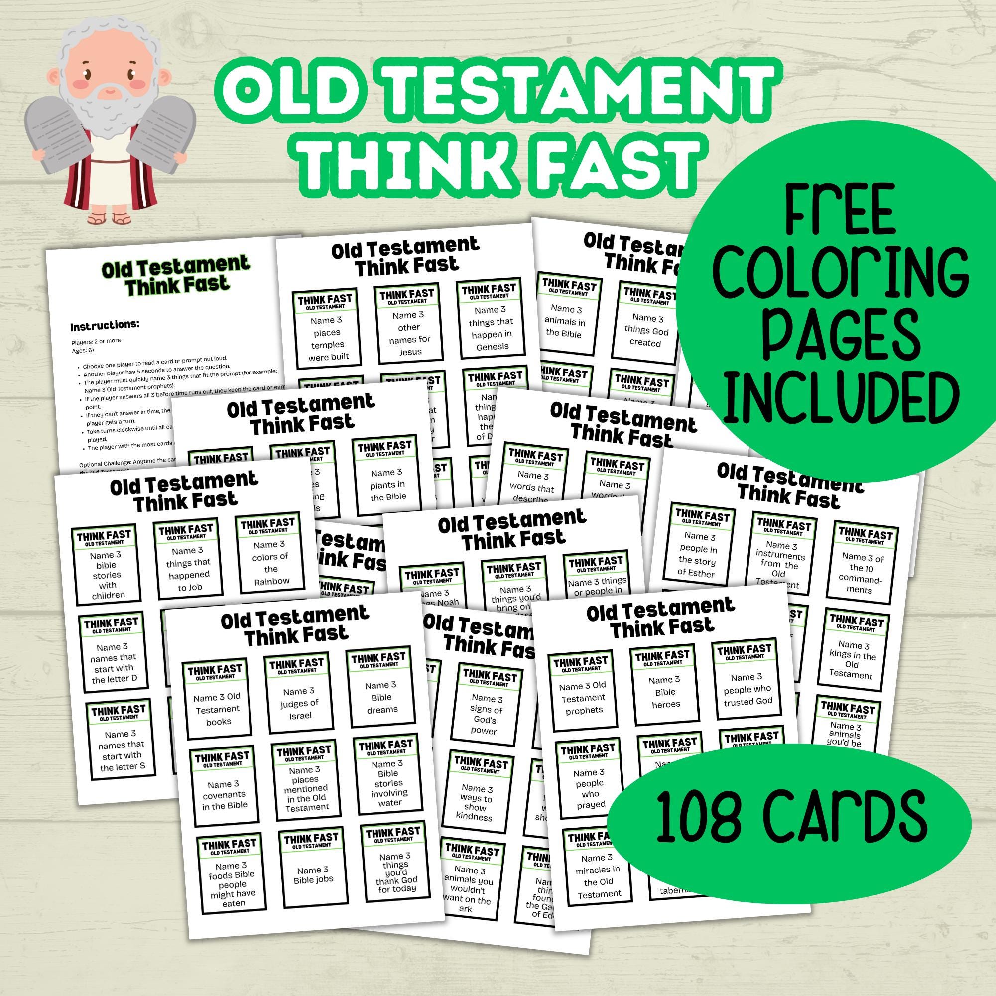 Think Quick and Fast Game Old Testament Bible Trivia, Christian Youth ...