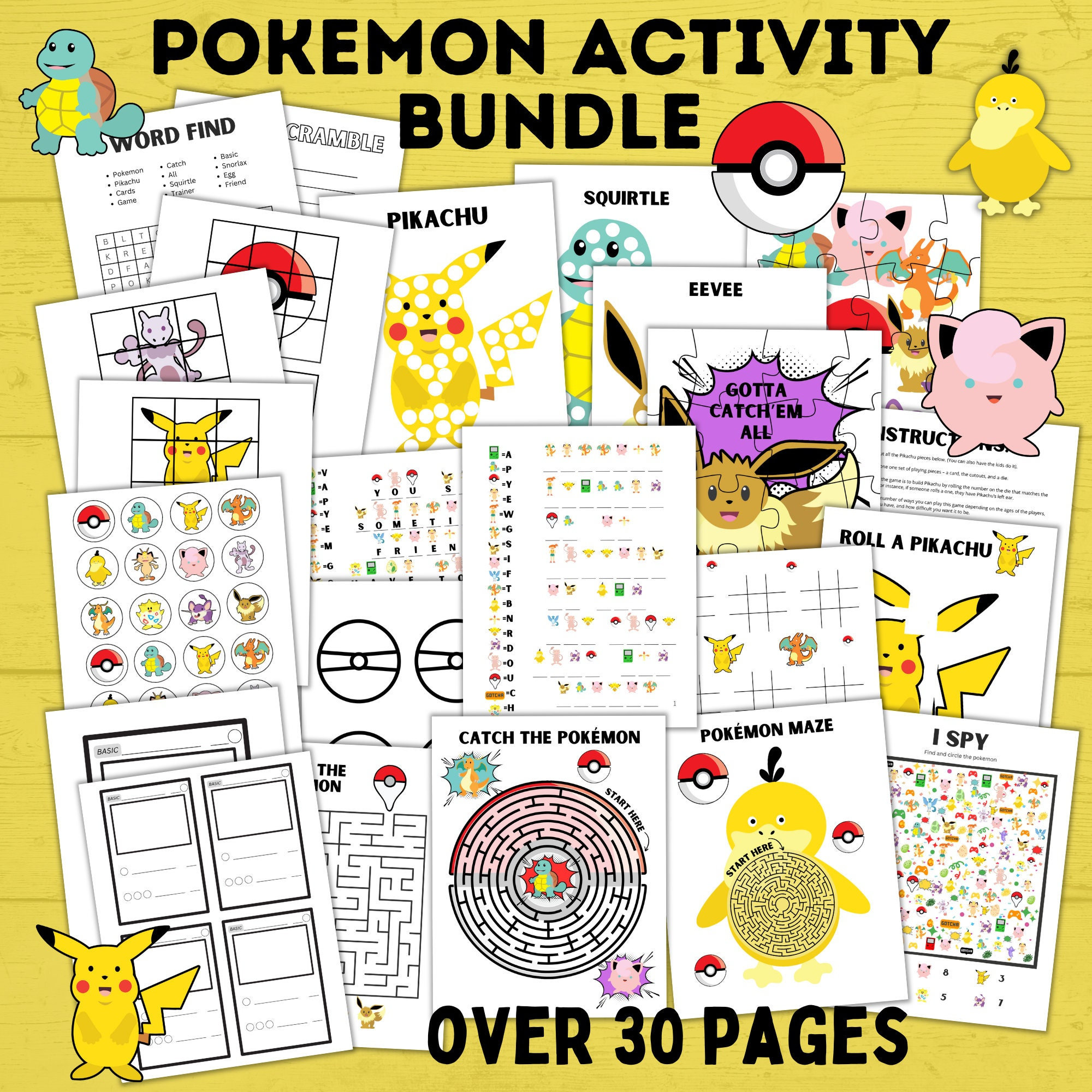 Pokemon Activity Bundle for Kids | Pokemon Printables | Pokemon Party Games and Activities | Pokemon Games | Pokemon Download