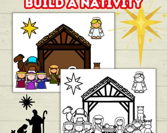 Build a Nativity Scene Activity Printable for Kids, Christmas Printables, Stable, Art, Craft, Digital Download