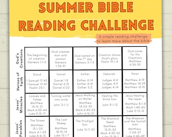 Bible Summer Reading Challenge, Bible Challenge. VBS, Sunday School, Sunday Activities, Summer Activity, Bible Activity, Summer Challenge
