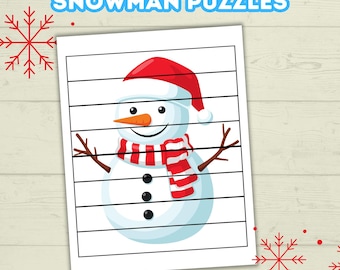 Fun Snowman Preschool Puzzles for Toddlers, Winter Holiday Activities, Kindergarten Homeschool, Paper Puzzles, Toddler Activity, Game