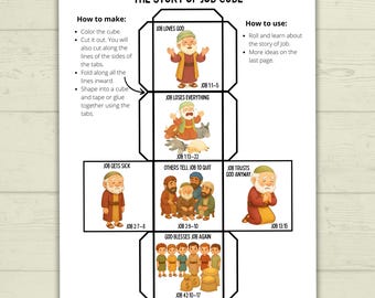 Job Bible Story Cube Craft, Sunday School Crafts, Cube Crafts, Bible Craft Lesson, Homeschool, Christian Activity, Job Lesson Activity