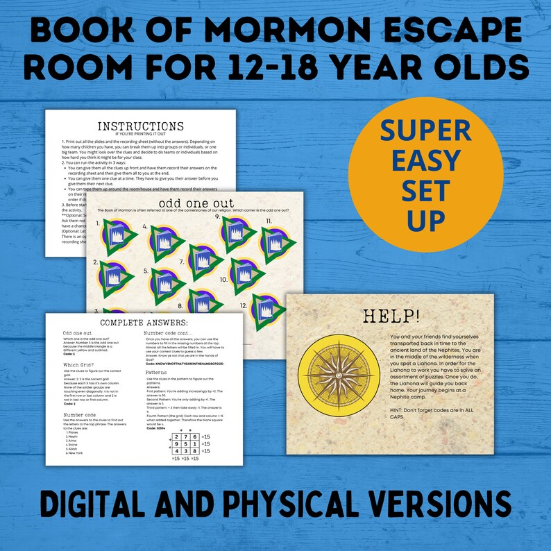 Book of Mormon Escape Room for Youth - Etsy