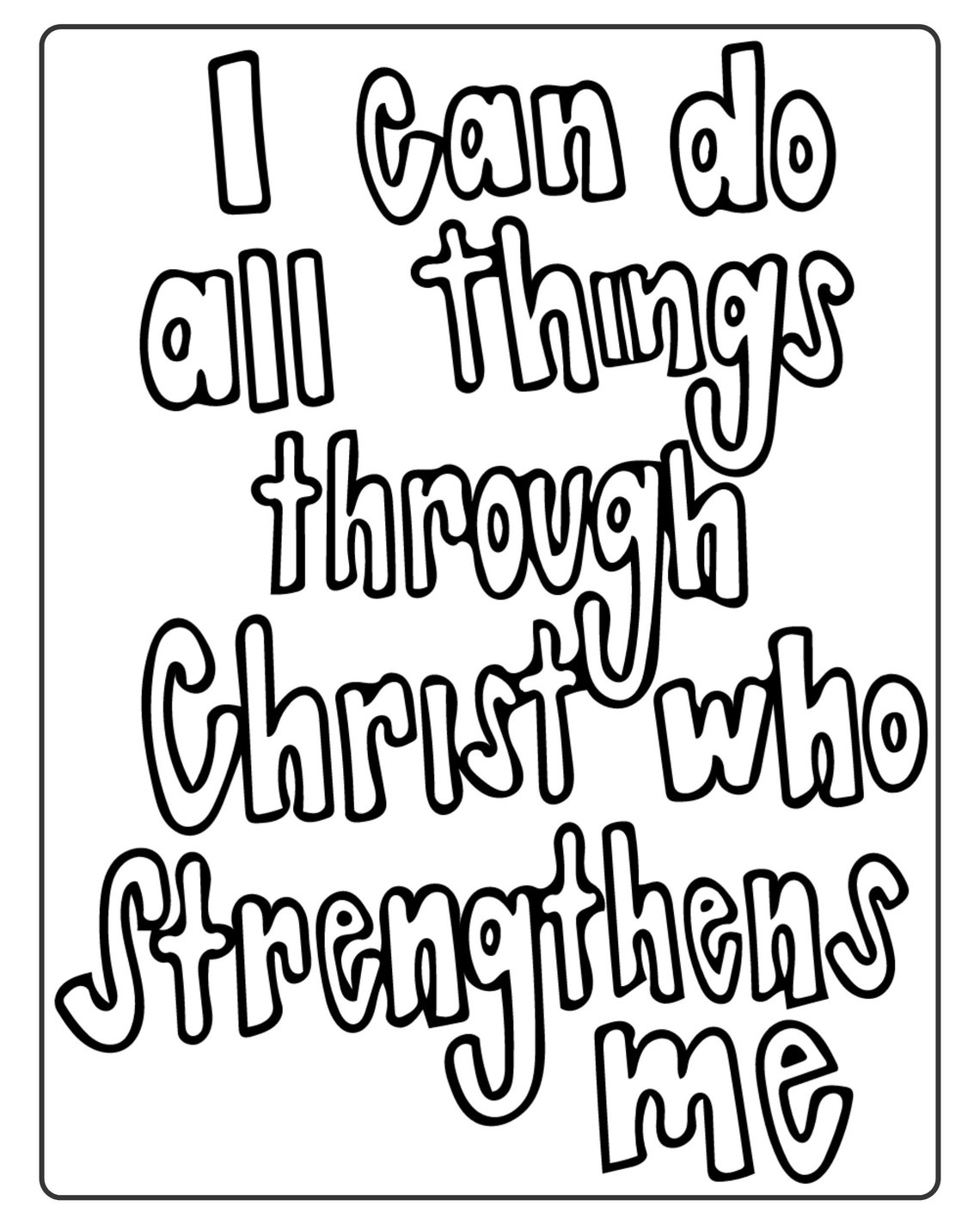 I can do all things through Christ Kid's Coloring Page - Etsy España