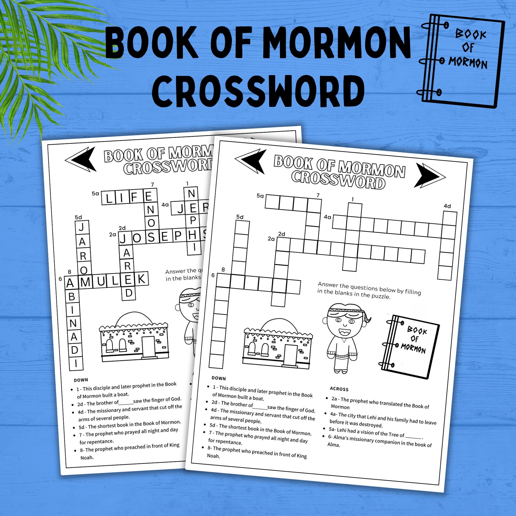 Book of Mormon Crossword for Kids Book of Mormon Activity Book of Book of Mormon Crossword for Kids Book of Mormon Activity Book of