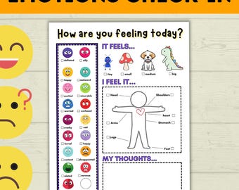 Feelings Chart | Mood Tracker | How are you feeling? | Mood Chart | Kids feelings | Emotions Chart | Kids Mental Health Printable Chart