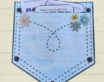 How to Pray Pocket Prayer Craft, Mini Prayers, Written Prayers, Kids prayers, Teach Kids to Pray, Sunday School Craft, Bible Lesson Craft
