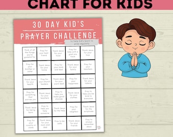 Kids Prayer | Prayer Challenge | Prayer Chart for Kids | Prayer Tracker | Kid Prayer Challenge for 30 Days | Monthly Prayer Chart
