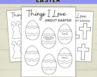 Easter Coloring Page, Things I Love About Easter, Easter Activity, Christian Easter Printable, Easter Sunday School Craft,Holy Week Activity