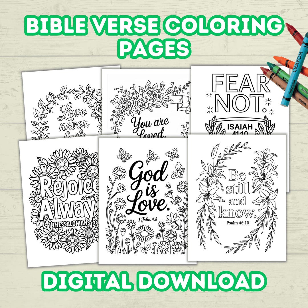 Bible Verse Coloring Pages for Kids and Adults, Christian Scripture ...