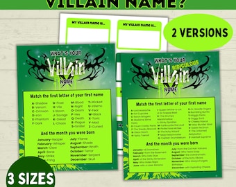 Villain Name Game: Printable Party Activity (PDF Download, Various Sizes)