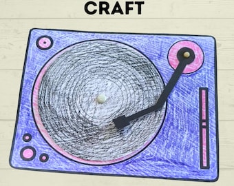 Record Player Craft for Kids, Record Template, Homeschool Crafts, Classroom Crafts, Interactive Crafts, Cut and Paste, Vinyl Record