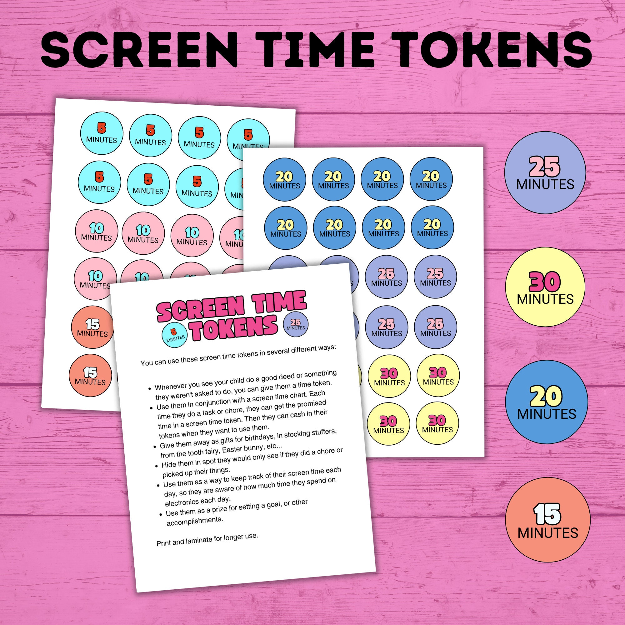 Screen Time for Kids: Printable Tech Time Tokens - Teach Beside Me