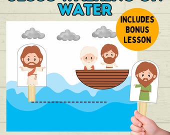 Jesus Walks on Water Craft, Peter Walks on Water, Bible Lesson Craft, Sunday School Craft, Church Craft, Bible, Cut and Paste, Homeschool
