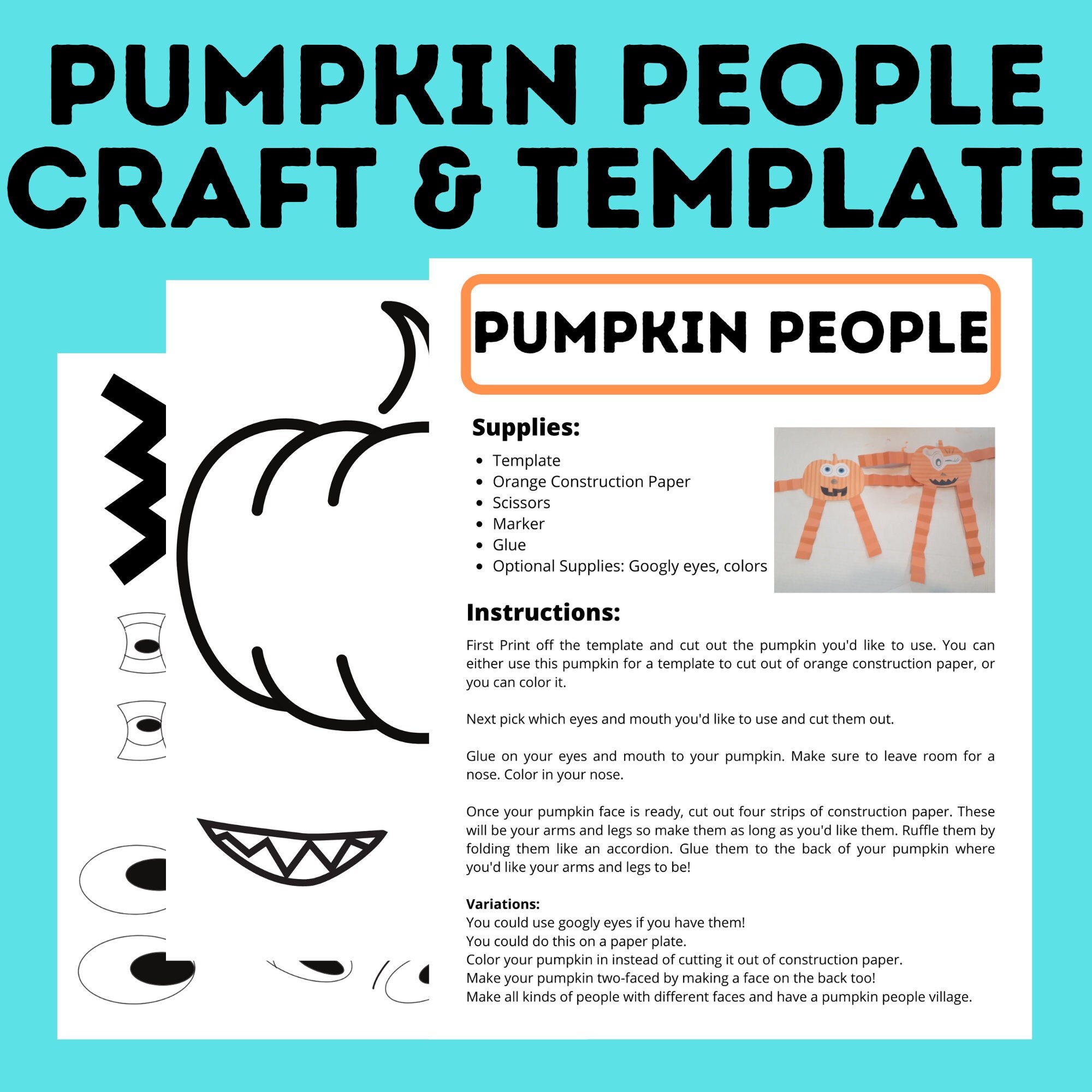 Fall Craft for Kids Pumpkin People Craft for Halloween Halloween Craft ...