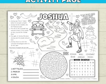 Joshua Kids Bible Character Activity Page, Coloring Sunday School, Christian Printable Digital Download, Ark of the Covenant Scripture Sheet