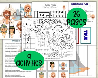 モーセの塗り絵、モーセのアクティビティページ、日曜学校のアクティビティ、聖書レッスン、旧約聖書、創世記、キリスト教の工作、モーセと出エジプト記