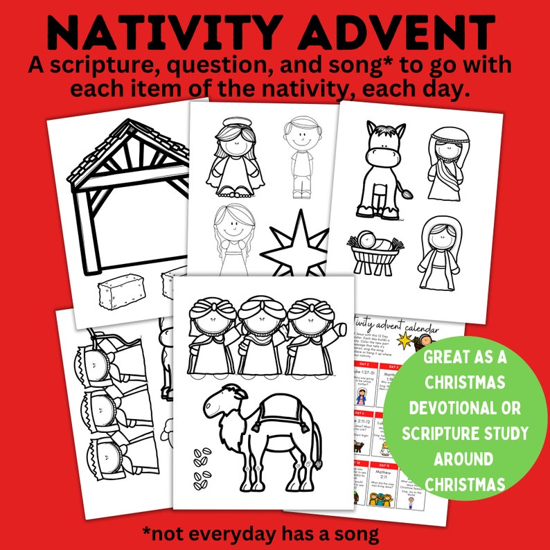 Merry Christmas Advent Printable Calendar for Kids, Nativity Cut Out ...