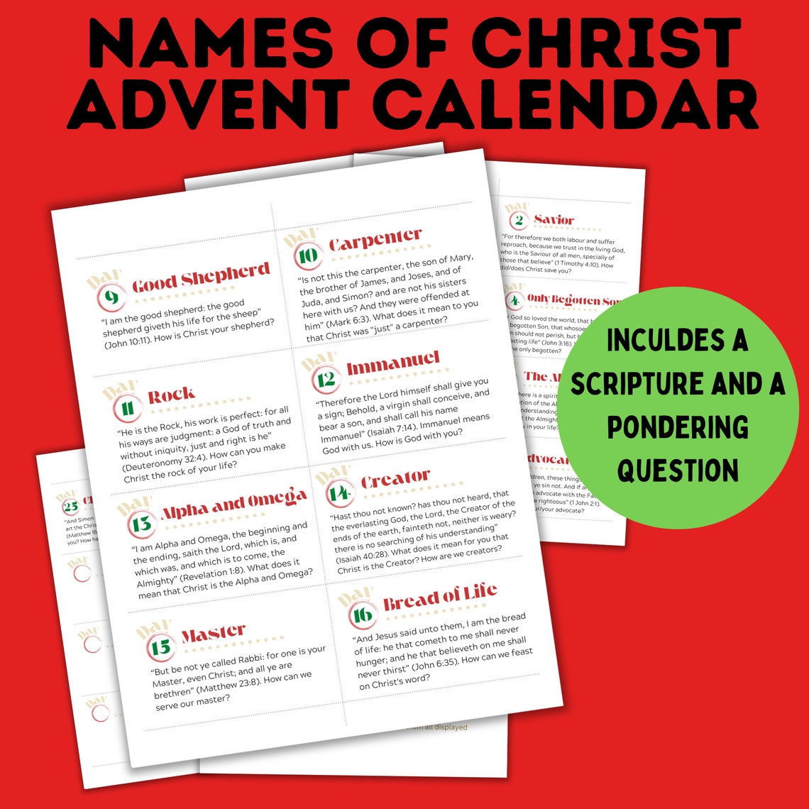 Names Of Christ Advent Calendar Christmas Advent Calendar Christmas