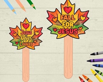 Leaf Fan Craft, Christian Fan Craft, Fall Craft, Christian Activity, Bible Lesson, Homeschool, Jesus Craft, Fall for Jesus, Leaf Craft