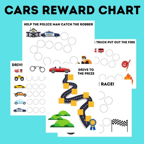 Tableau des récompenses des voitures de course pour les enfants