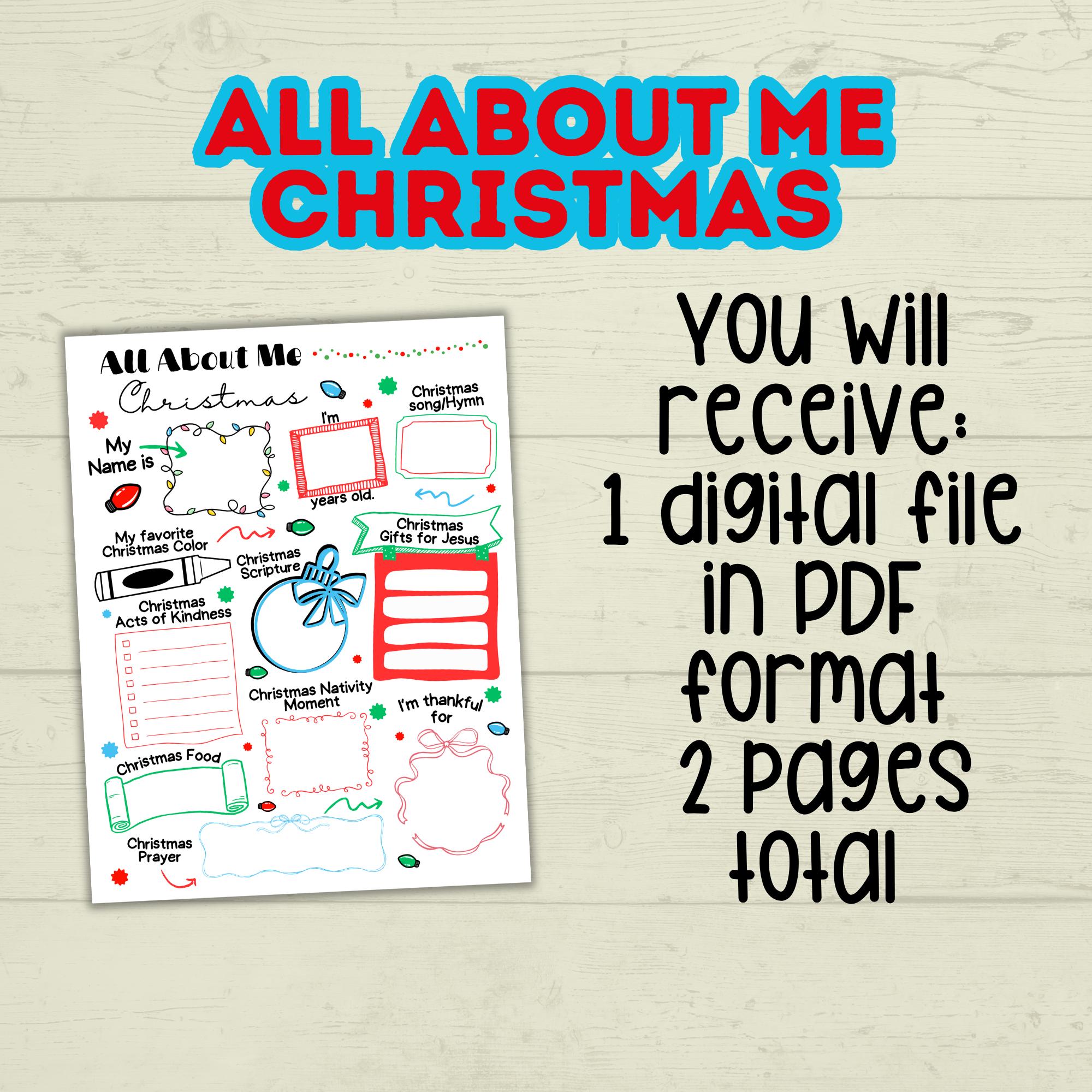 All About Me Questionnaire Survey Christmas, Kids Holiday Activity ...