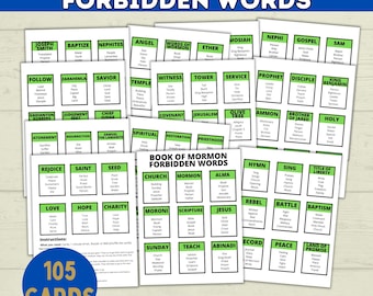 Mormon Youth Kids Activity, Come Follow Me Games, Family Christian Church Game, Book of Mormon, Sunday School Printable, Forbidden Words