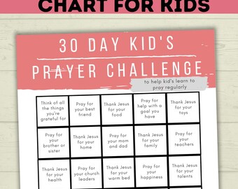 Kids Prayer Challenge List Card, Pray Schedule and Board, Family Sunday School, Christian, Church Activity, Prayer Prompts, Prayer Chart