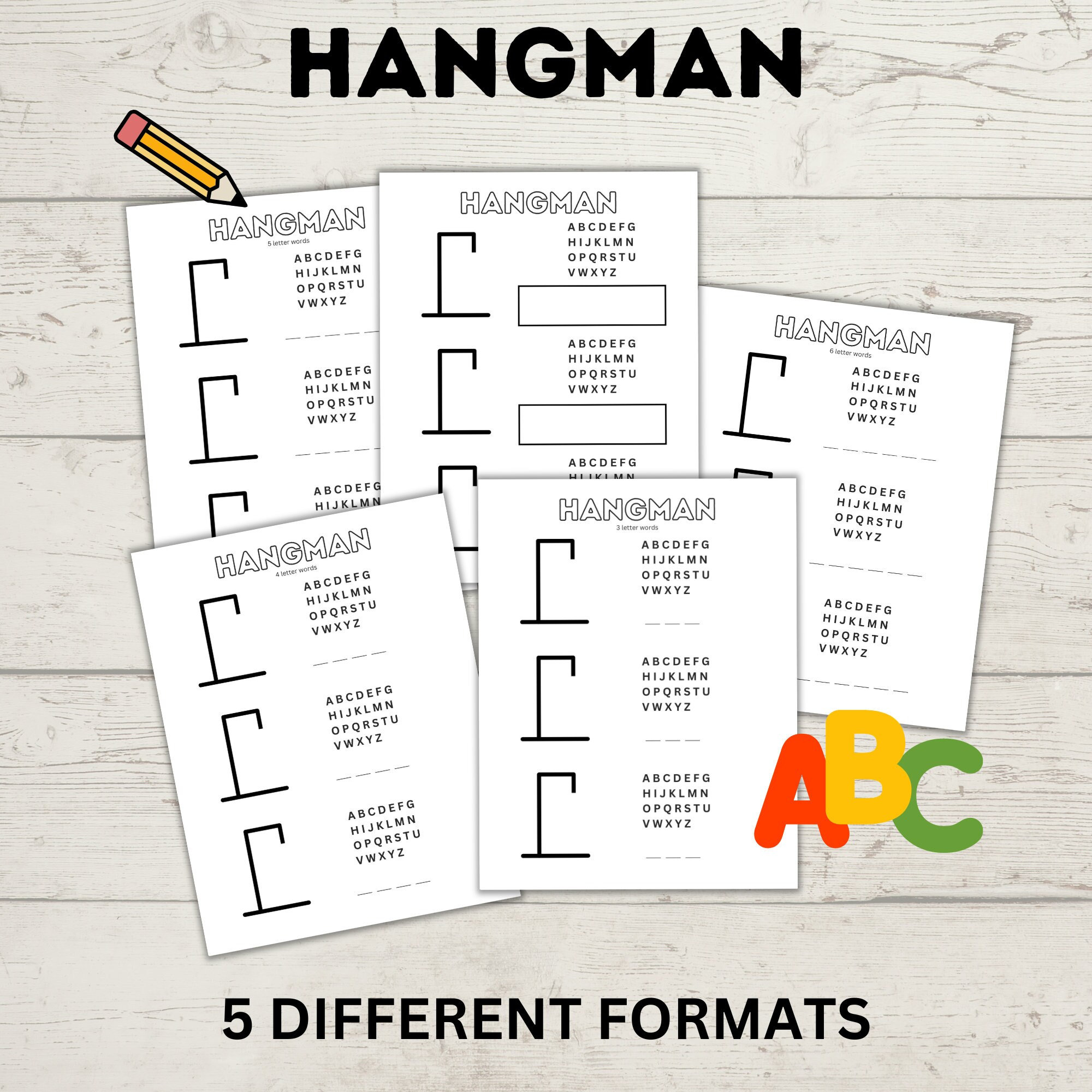 Hangman Printable for Kids Kids Games Pencil and Pen Games Kids