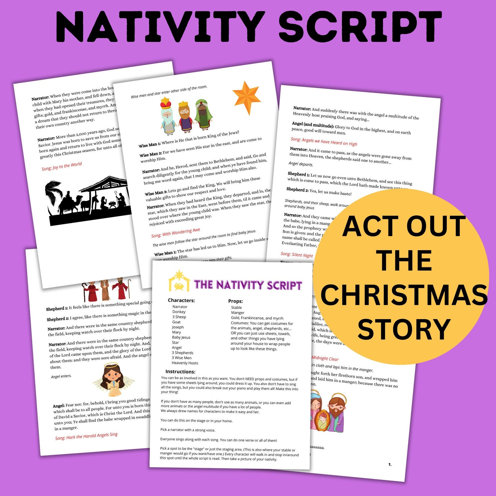 The Nativity Scene for Kids the Nativity Skit Nativity Script Act Out
