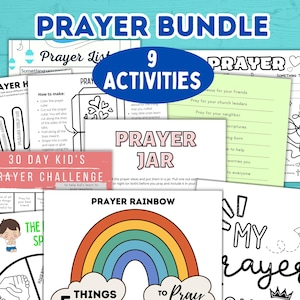 Prayer Printable for Kids, Prayer Cube, Prayer Prompts, Prayer Guide, Prayer Calendar, Prayer Activity Sheets, Prayer List, Prayer Rainbow