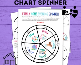 Family Home Evening Lessons Schedule Wheel Spinner, Mormon Faith Chart, Kids Activity, Come Follow Me, FHE Wheel, Family Assignments
