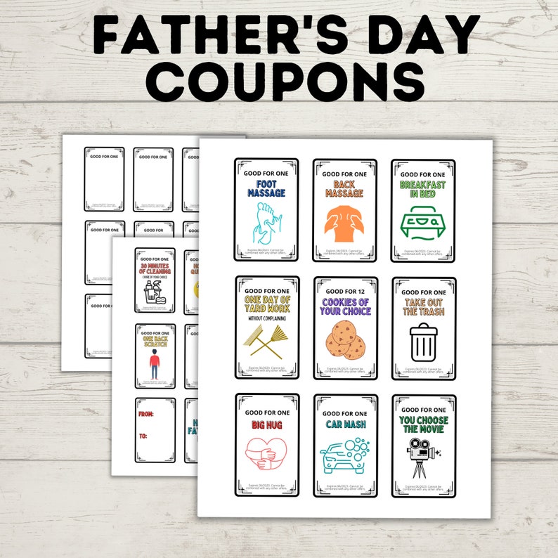 Father's Day Coupons | Father's Day Craft | Custom Coupon Book | Gift ...