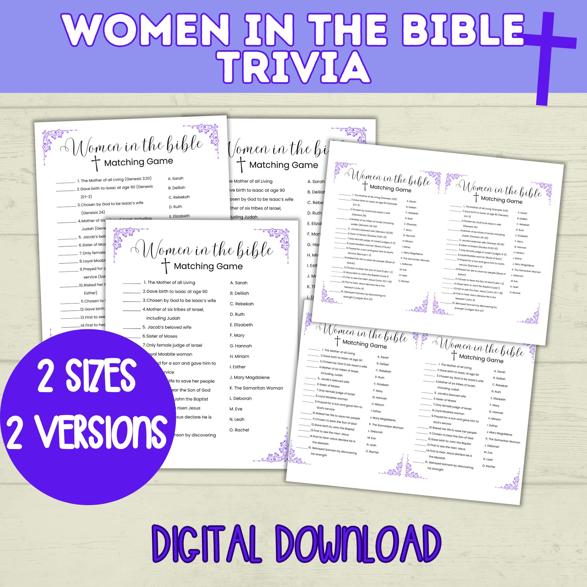 Bible Trivia Game, Women in the Bible, Christian Activity and Games ...