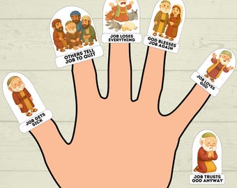 Job finger puppets for Kids, Job Bible Story, Homeschool, Job Craft, Bible Craft, Sunday School Craft, Old Testament, Christian Activity
